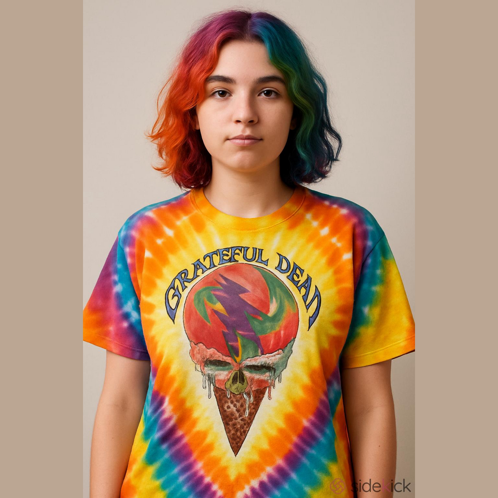 Grateful Dead Tie-Dye Ice Cream Skull Tee - Multicolor